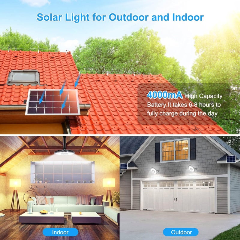 INDARUN Indoor Outdoor Solar Shed Lights, Solar Motion Lights Outdoor Waterproof, with 5 Modes & Remote Control, Up to 3000LM, Pendant Lights for Porch Gazebo, Garage, Barn Light for Chicken Coop - Image 2